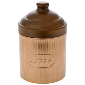 Буркан за захар с капак, метал, бронз, Ф11х17 см