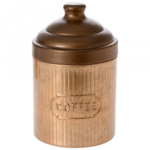 Буркан за кафе с капак, метал, бронз, Ф11х17 см