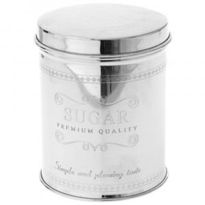 Буркан за захар с капак, метал, инокс, Ф11х14 см