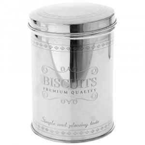 Буркан за бисквити с капак, метал, инокс, Ф12,5х17 см