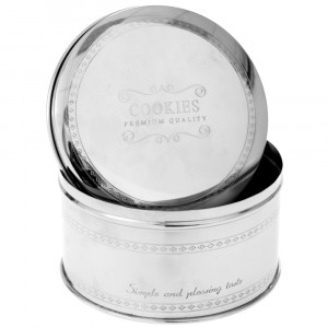 Кутия за бисквити с капак, метал, инокс, Ф17х10 см