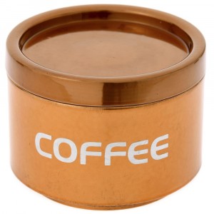 Кутия за кафе с капак, метал, бронз, Ф13х9,5 см
