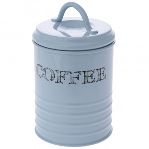 Буркан за кафе с капак, метал, син, Ф10х17 см