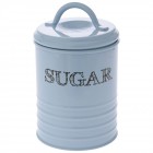 Буркан за захар  с капак, метал, син, Ф10х17 см