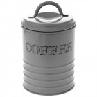 Буркан за кафе с капак, метал, сив, Ф10х17 см