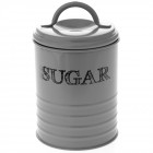 Буркан за захар с капак, метал, сив, Ф10х17 см
