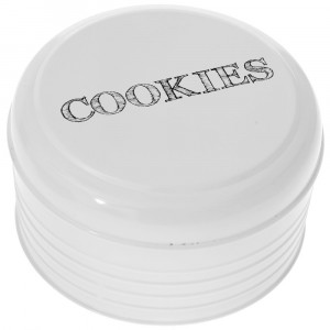 Кутия за бисквити с капак, метал, крем, Ф21х11 см