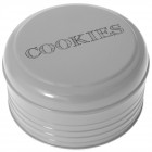 Кутия за бисквити с капак, метал, сив, Ф21х11 см