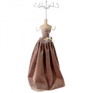 Стойка за бижута, манекен, кафе, полирезин, 12х12х40 см