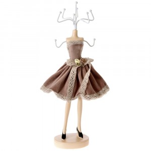 Стойка за бижута, манекен, кафе, полирезин, 9х9х33 см