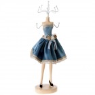 Стойка за бижута, манекен, синя, полирезин, 9х9х33 см