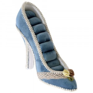 Стойка за бижута, обувка, синя, полирезин, 15х15х12 см