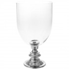 Стъклен свещник с никелирана основа, Ф27х53 см