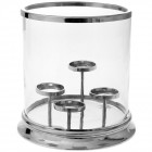 Стъклен свещник с никелирана основа, Ф35х35 см