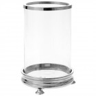 Стъклен свещник с никелирана основа, Ф18х26 см