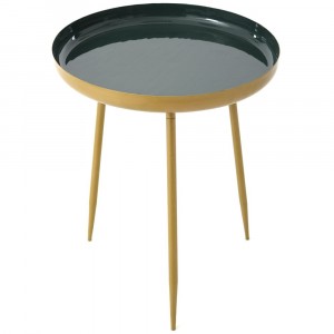 Масичка за кафе, метал, зелен гланц, Ф37х45 см