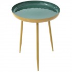 Масичка за кафе, метал, зелен гланц, Ф42х51 см