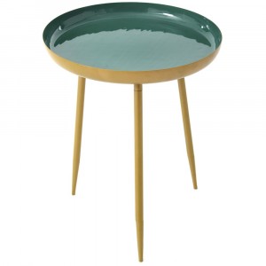 Масичка за кафе, метал, зелен гланц, Ф42х51 см