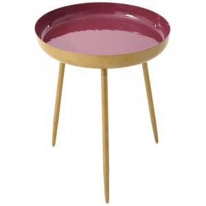 Масичка за кафе, метал, розов гланц, Ф42х51 см