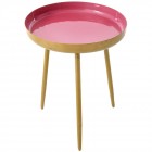 Масичка за кафе, метал, тъмно розов гланц, Ф46х55 см