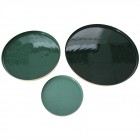 Метални подноси комплект 3 бр, зелен гланц, Ф23/20/14 см