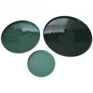 Метални подноси комплект 3 бр, зелен гланц, Ф23/20/14 см