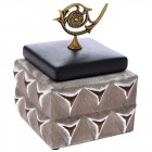 Керамична кутия с кожен капак, 16х16х8 см