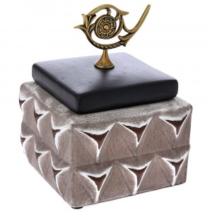 Керамична кутия с кожен капак, 16х16х8 см