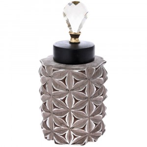 Керамичен буркан с кожен капак, Ф17х32см