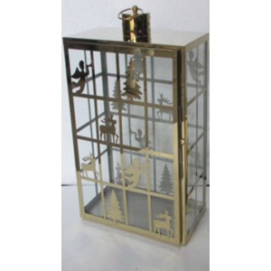 Метален светилник, злато, 28х15х40 см