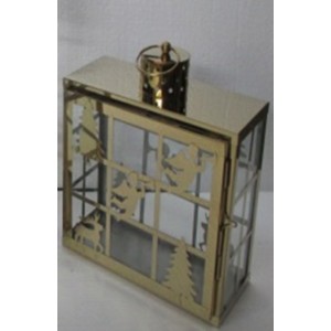 Метален светилник, злато, 24х11х25 см