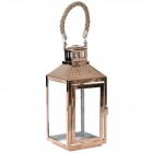 Метален светилник със стъклени страници, бронз, 13х13х31 см