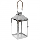 Метален светилник със стъклени страници, сребро, 19х19х44 см