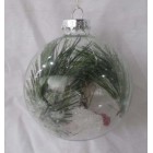 Стъклена топка с вграден декор , шишарка, к-т 4 бр, 8 см