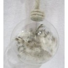 Стъклена топка с вграден декор , пера, 12 см