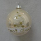 Стъклена топка с рисуван декор , брокатен подарък , праскова, к-т 4 бр, 8 см