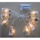 Гирлянд LED светлина,  батерии, 8 бр. стъклени шишета с вграден декор, 3х6 см 