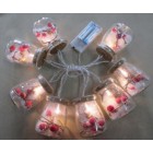 Гирлянд LED светлина,  батерии, 8 бр. стъклени буркани с вграден декор, 6х8 см 