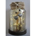 Стъклена бутилка декор с 21 LED лампички, напукано, злато, 11х21 см