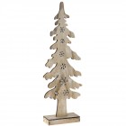 Дървена елха на стойка със светлина, 21х8х60 см