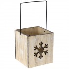 Дървен свещник, снежинка, натурал, 9х9х10 см