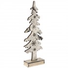 Дървена елха на стойа със светлина, опушена, натурал, 15х6х43 см