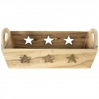 Дървен панер звезди, опушен, 30х15х11 см