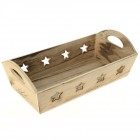 Дървен панер звезди, опушен, 35х1х11 см