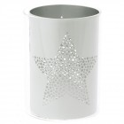 Стъклен свещник с метален ринг, звезда, 9х12 см