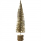 Елха пластик върху дървено пънче, злато, брокат, 11.5х46 см