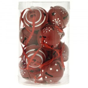 Комплект от 12 бр. звънчета, червени, ф 4 см