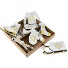 Дървени висящи орнаменти, микс, бели, 10 бр. в кутия