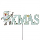 Дървен надпис XMAS с Дядо Коледа на пръчка, 13х28 см