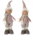 Фигурка момче / момиче от плат, сиво и розово, 36 см